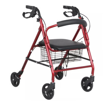Folding Trolley Walker with Seat / Portable Aluminum Rollator with Basket