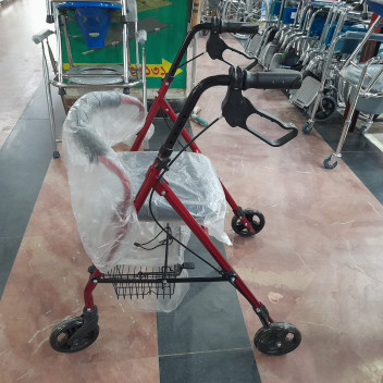 Folding Trolley Walker with Seat / Portable Aluminum Rollator with Basket